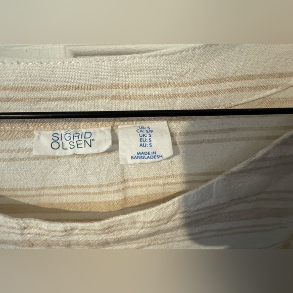 Sigrid Olsen Linen blend Top blouse pull over stripes light airy office street S - Picture 3 of 4